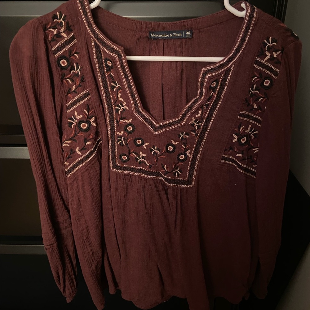 Maroon embroidered top